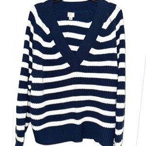 a new day Navy and White V-Neck Sweater